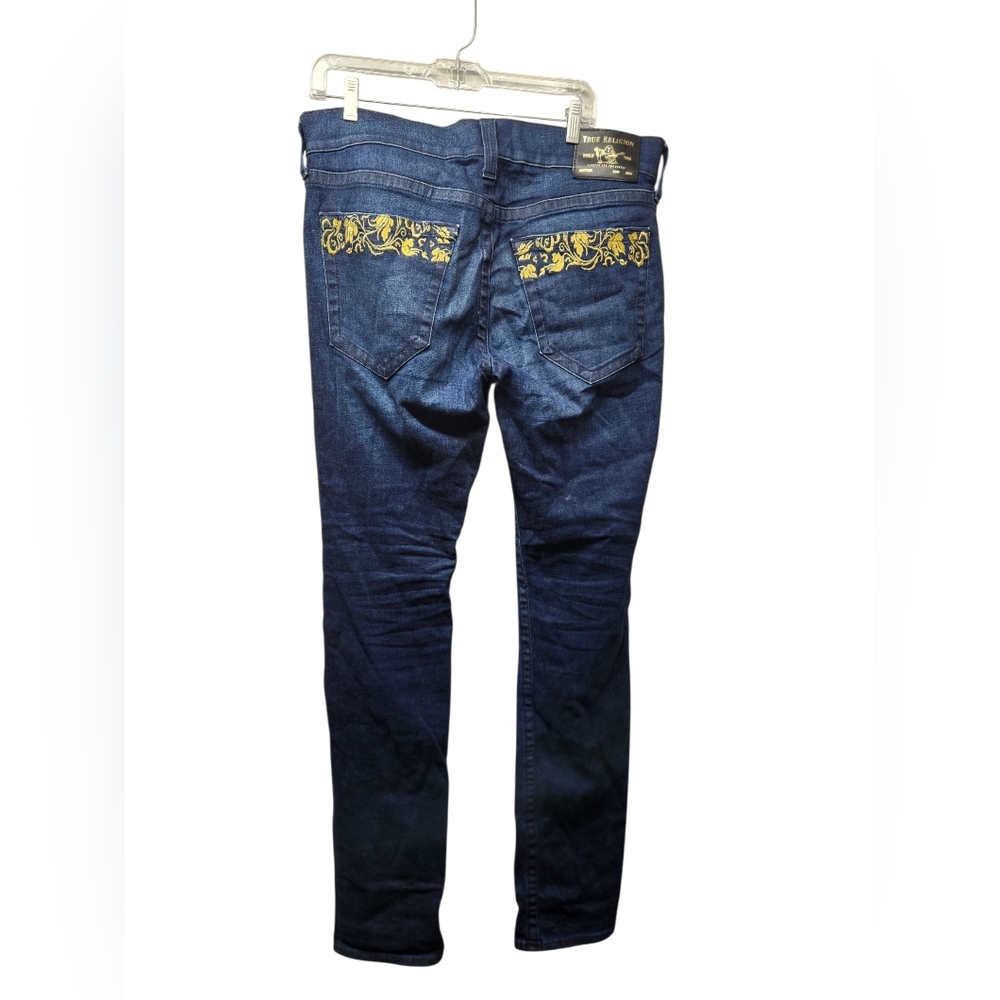Vintage True Religion Rocco No Flap Relaxed Skinny Jeans 32 x 35" embroidered